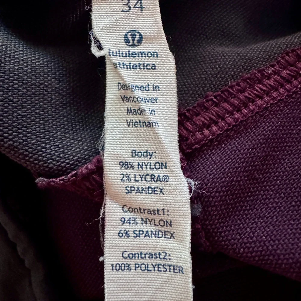 Lululemon Mens The Union Shorts 34 Bordeaux Drama Deep Coal Color Block Active